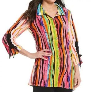 John Mark button down colorful blouse Small